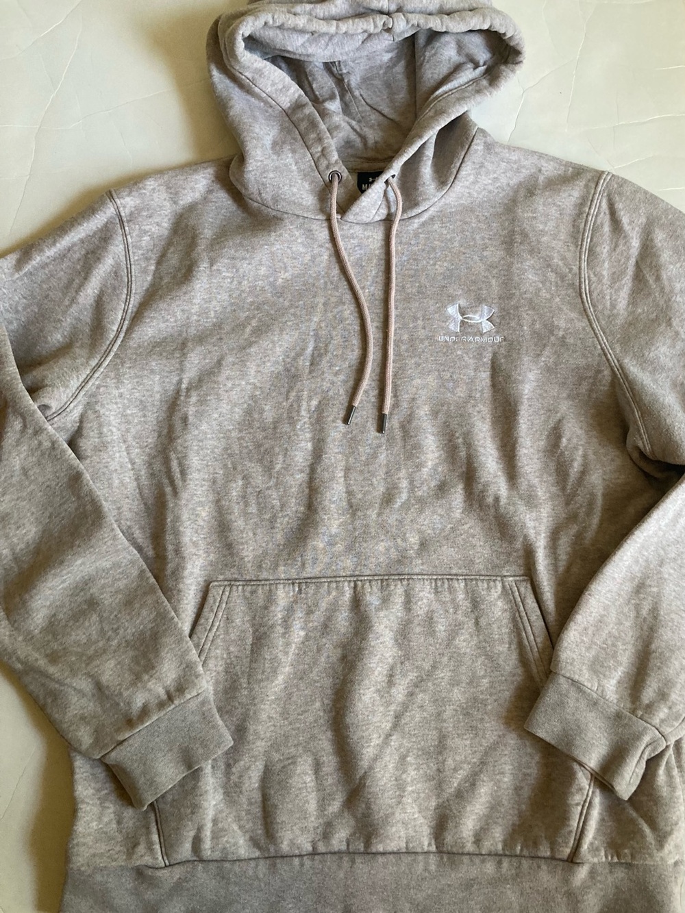 Under Armour mens icon fleece sweatshirt hoodie tan oatmeal M